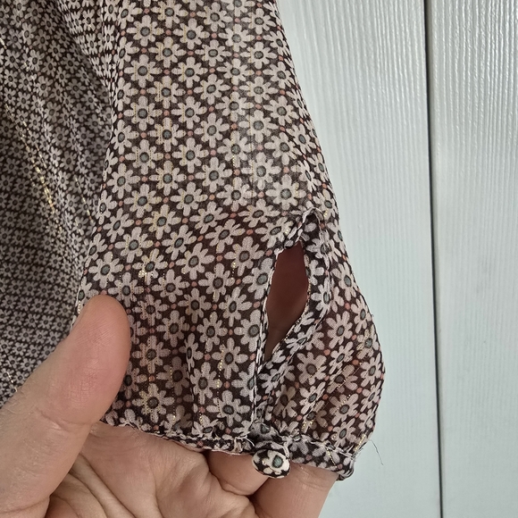 LC Lauren Conrad Women's Floral Pattern 3/4 Sleeve Round Neck Blouse size XS - Picture 6 of 12